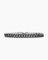 Curb Chain Bracelet Sterling Silver with Black Diamonds