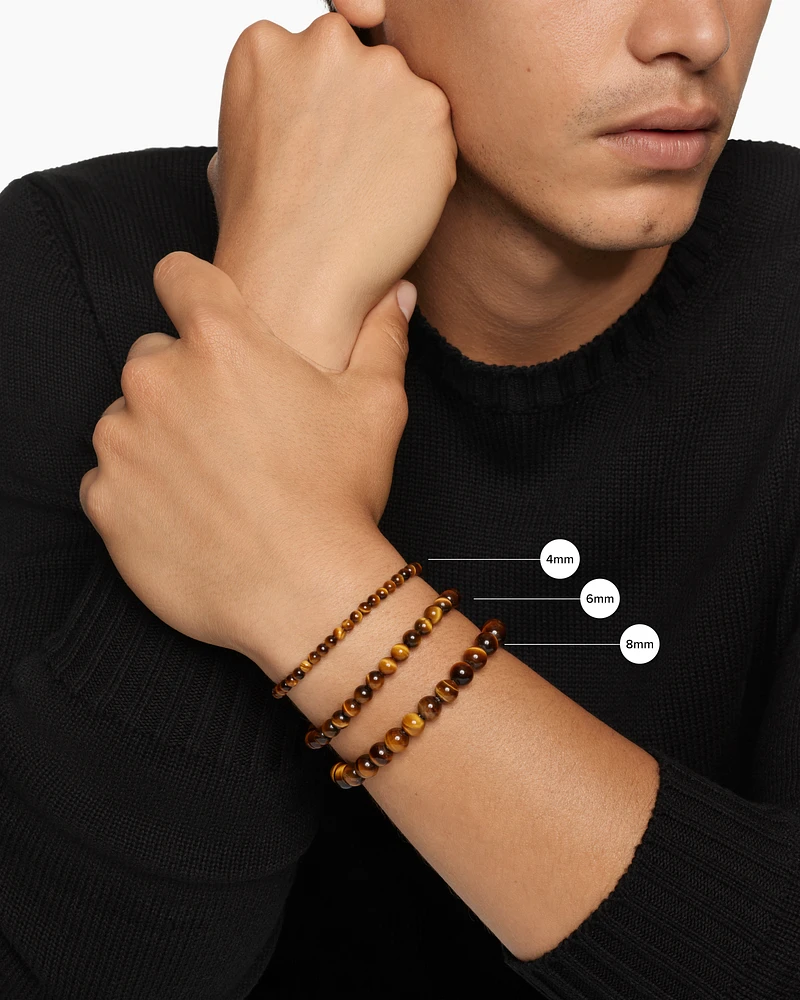 Spiritual Beads Evil Eye Bracelet in Sterling Silver with Black Onyx and Sapphire, 6mm