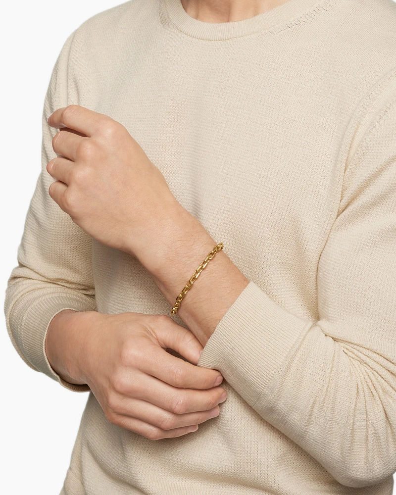 Heirloom Chain Link Bracelet 18K Yellow Gold with Pavé, 7.5mm