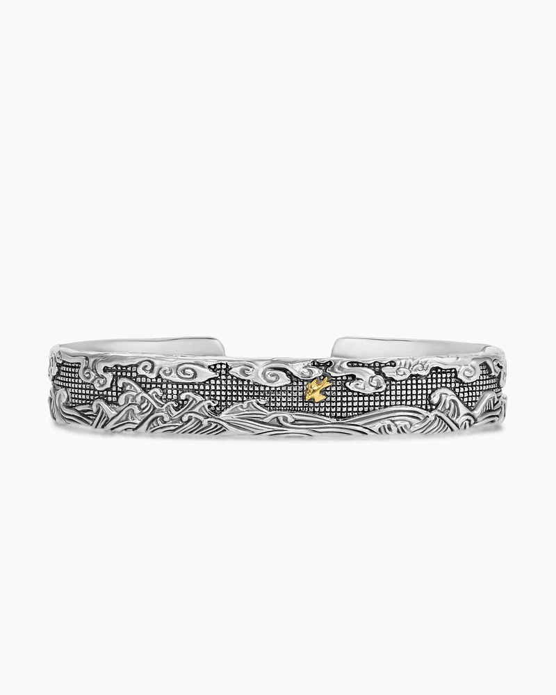 Waves Cuff Bracelet 18K Yellow Gold, 9mm