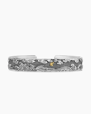 Waves Cuff Bracelet 18K Yellow Gold, 9mm