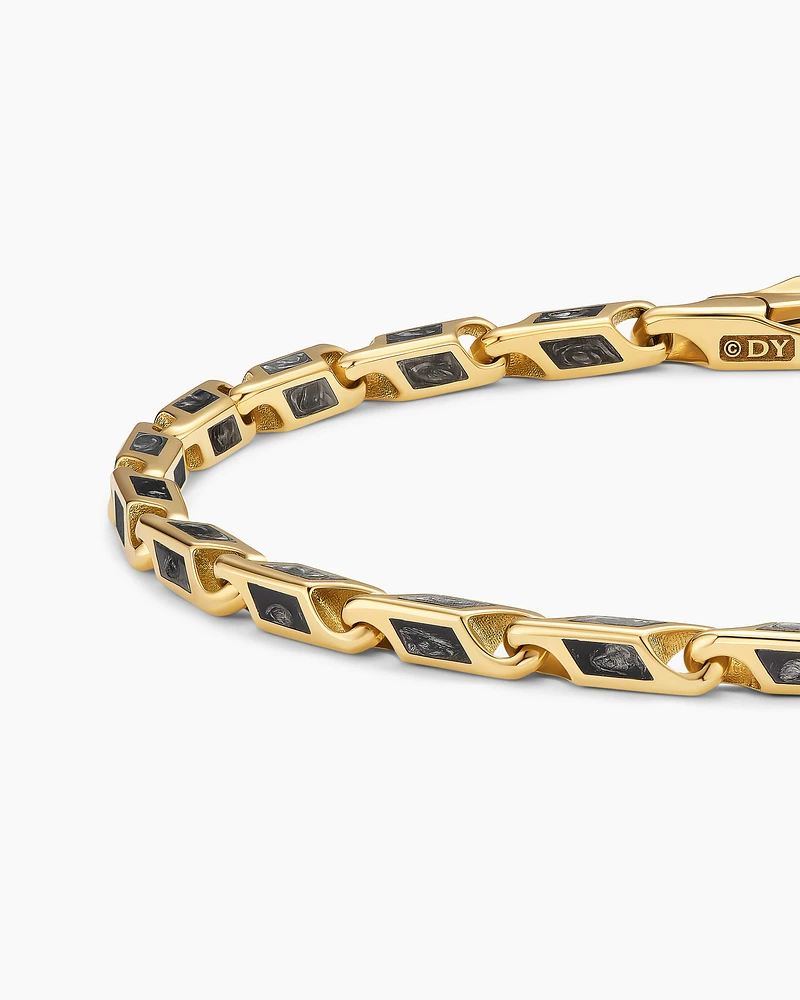 Streamline® Faceted Chain Bracelet in 18K Yellow Gold with Forged Carbon, 4.3mm