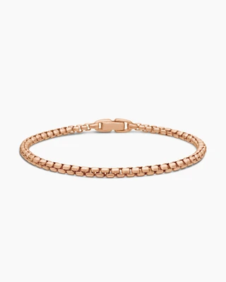 Box Chain Bracelet in 18K Rose Gold, 3.4mm