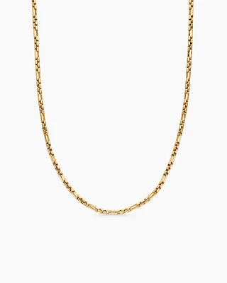 Open Station Box Chain Necklace 18K Yellow Gold