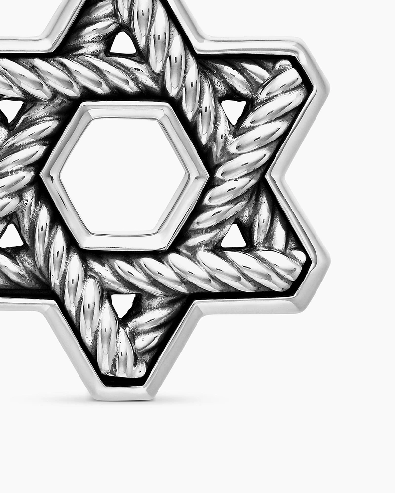 Cable Star of David Amulet in Sterling Silver, 19mm