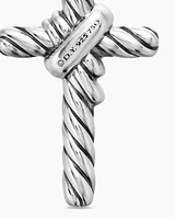 X Cross Pendant in Sterling Silver with 18K Yellow Gold and Diamonds, 32mm