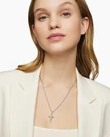 X Cross Pendant in Sterling Silver with 18K Yellow Gold and Diamonds, 32mm