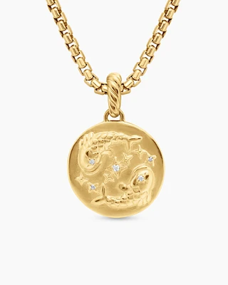 Pisces Amulet in 18K Yellow Gold with Diamonds, 28.7mm