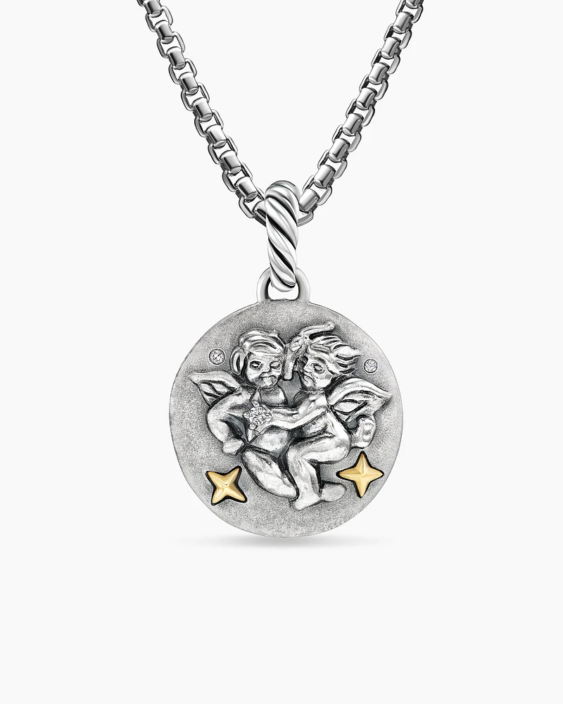 Gemini Amulet in 18K Yellow Gold with Diamonds, 28.7mm