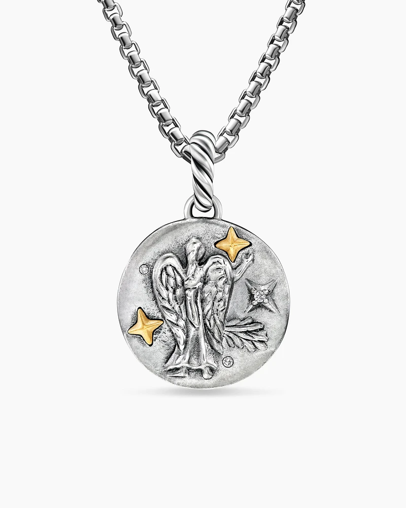Virgo Amulet in 18K Yellow Gold with Diamonds, 28.7mm