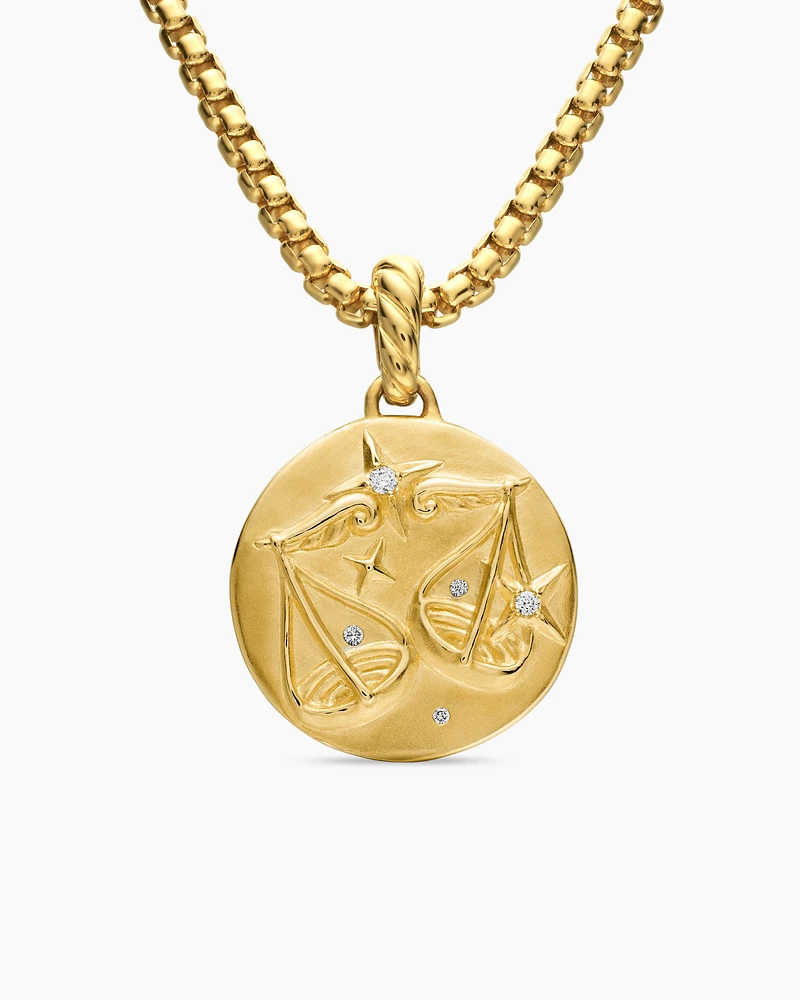Libra Amulet in 18K Yellow Gold with Diamonds, 28.7mm
