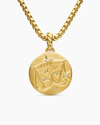 Libra Amulet in 18K Yellow Gold with Diamonds, 28.7mm