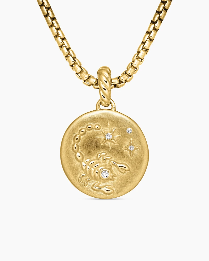 Scorpio Amulet in 18K Yellow Gold with Diamonds, 28.7mm