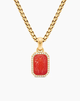 Petrvs® Bee Amulet in 18K Yellow Gold with Carnelian and Diamonds, 15.4mm