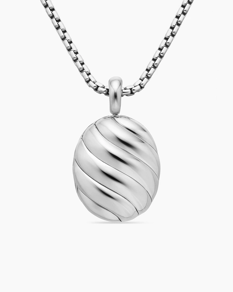 Sculpted Cable Locket Amulet in Sterling Silver, 37mm