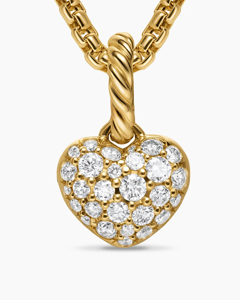 Petite Pavé Heart Amulet in 18K Yellow Gold with Diamonds, 7.4mm