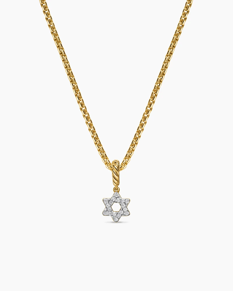 Micro Pavé Star of David Amulet in 18K Yellow Gold with Diamonds, 7.4mm