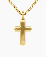 Deco Cross Pendant in 18K Yellow Gold with Diamonds, 34mm