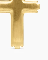 Deco Cross Pendant in 18K Yellow Gold with Diamonds, 34mm