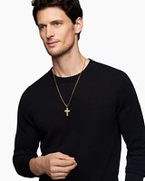 Deco Cross Pendant in 18K Yellow Gold with Diamonds, 34mm