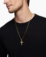 Deco Cross Pendant in 18K Yellow Gold with Diamonds, 34mm