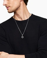 Deco Star of David Pendant in Sterling Silver with Black Diamonds, 24mm