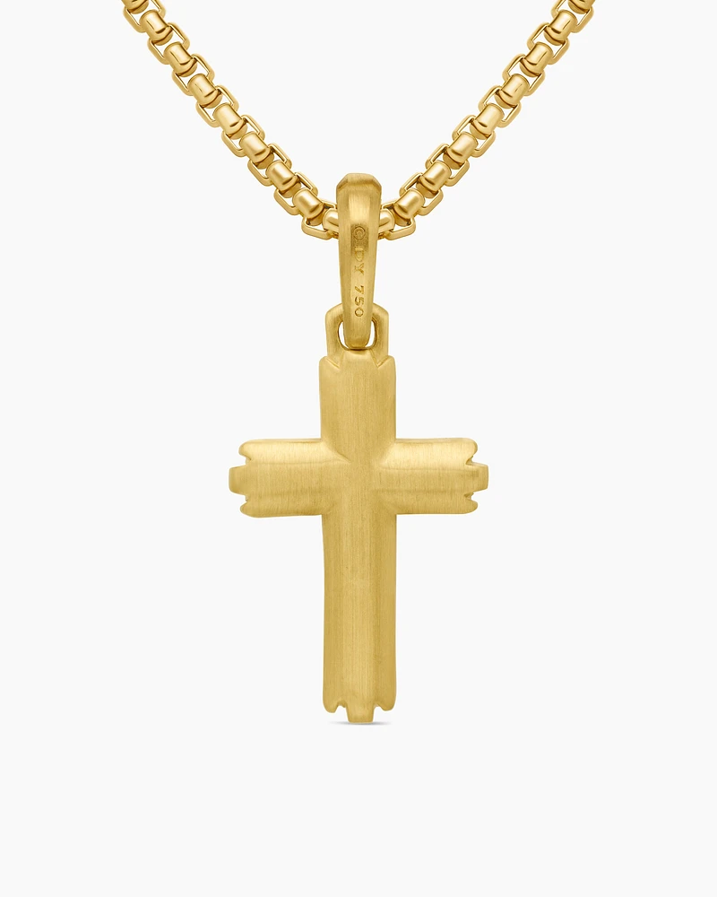 Deco Cross Pendant in 18K Yellow Gold, 27mm