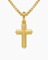 Deco Cross Pendant in 18K Yellow Gold, 27mm