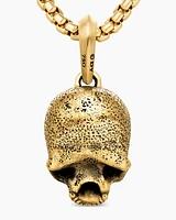 Memento Mori Skull Amulet in 18K Yellow Gold with Pavé Black Diamonds, 18mm