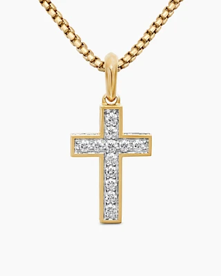 Streamline® Cross Pendant in 18K Yellow Gold with Diamonds