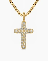 Chevron Cross Pendant in 18K Yellow Gold with Diamonds, 47mm