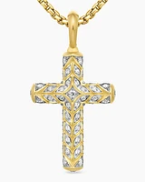 Chevron Cross Pendant in 18K Yellow Gold with Diamonds, 47mm