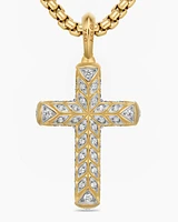 Chevron Cross Pendant in 18K Yellow Gold with Diamonds, 47mm