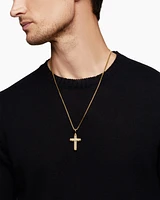 Chevron Cross Pendant in 18K Yellow Gold with Diamonds, 47mm