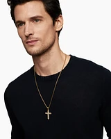 Chevron Cross Pendant in 18K Yellow Gold with Diamonds, 47mm