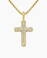 Chevron Cross Pendant in 18K Yellow Gold with Diamonds, 47mm