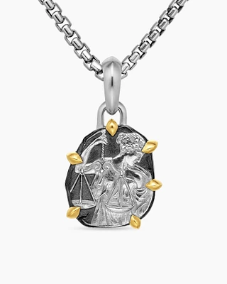 Libra Amulet in Sterling Silver with 18K Yellow Gold, 33mm