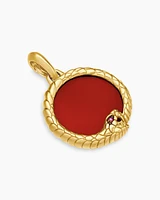 Cairo Ouroboros Amulet in 18K Yellow Gold with Carnelian and Ruby, 25mm