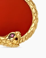 Cairo Ouroboros Amulet in 18K Yellow Gold with Carnelian and Ruby, 25mm