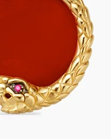 Cairo Ouroboros Amulet in 18K Yellow Gold with Carnelian and Ruby, 25mm