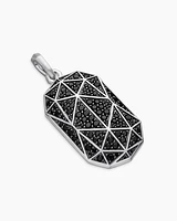 Torqued Faceted Amulet in Sterling Silver with Black Diamonds, 37mm