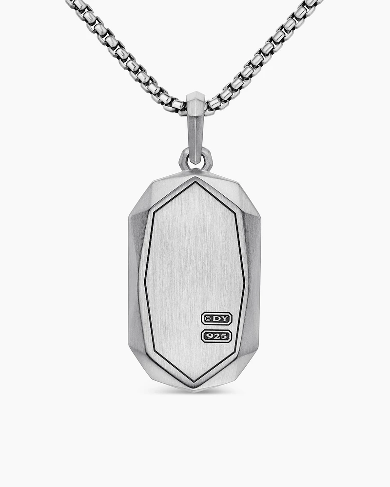 Torqued Faceted Amulet in Sterling Silver with Black Diamonds, 37mm