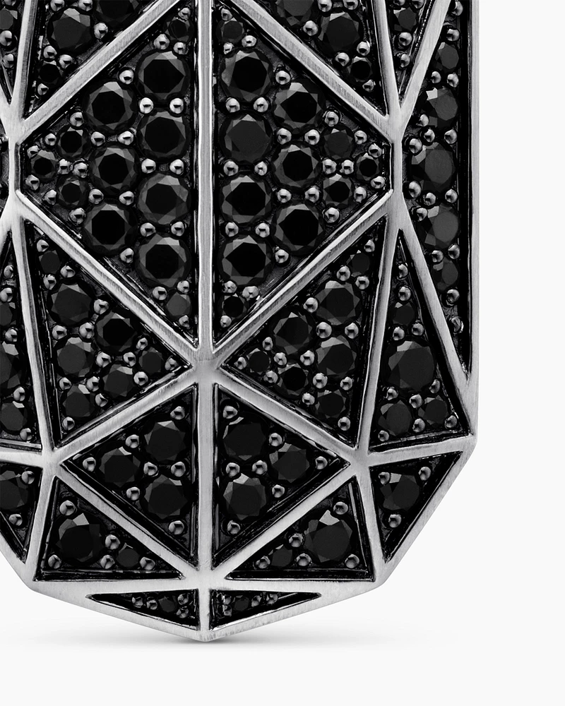 Torqued Faceted Amulet in Sterling Silver with Black Diamonds, 37mm