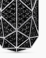 Torqued Faceted Amulet in Sterling Silver with Black Diamonds, 37mm