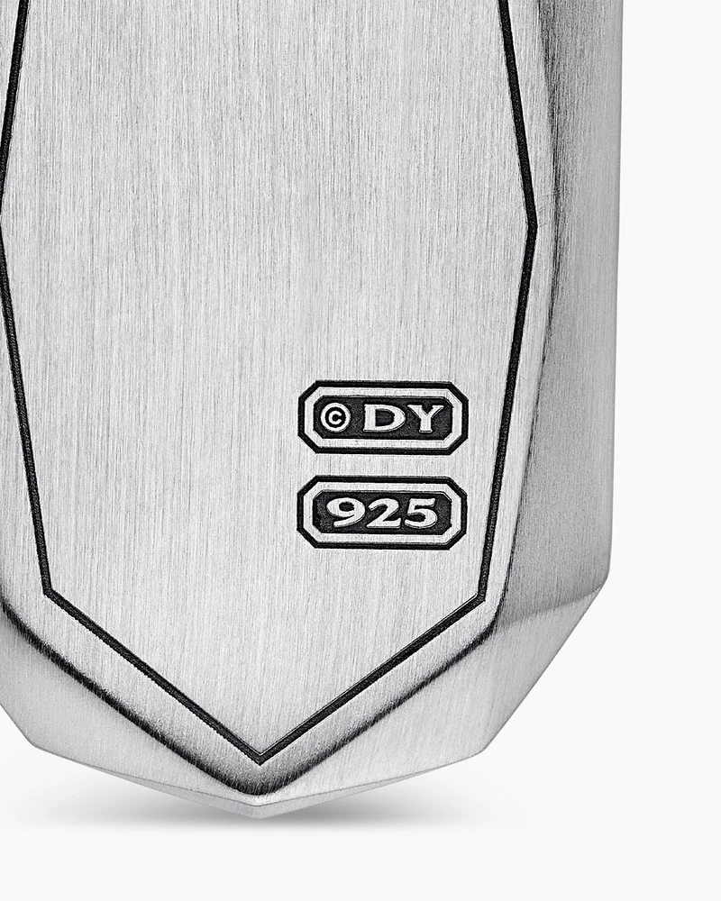 Torqued Faceted Amulet in Sterling Silver with Black Diamonds, 37mm