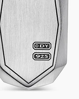 Torqued Faceted Amulet in Sterling Silver with Black Diamonds, 37mm