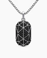 Torqued Faceted Amulet in Sterling Silver with Black Diamonds, 37mm