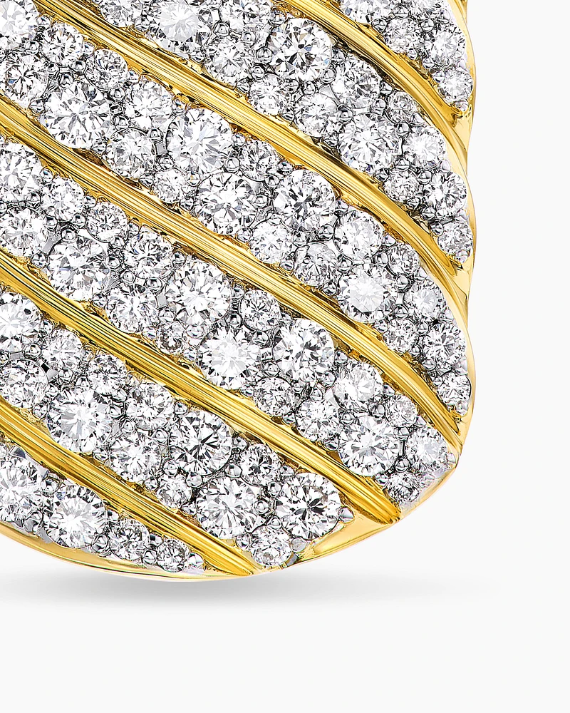 Sculpted Cable Ring in 18K Yellow Gold with Diamonds