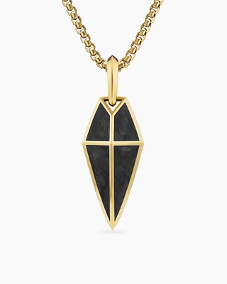 Spearpoint Amulet in 18K Yellow Gold with Forged Carbon, 27mm