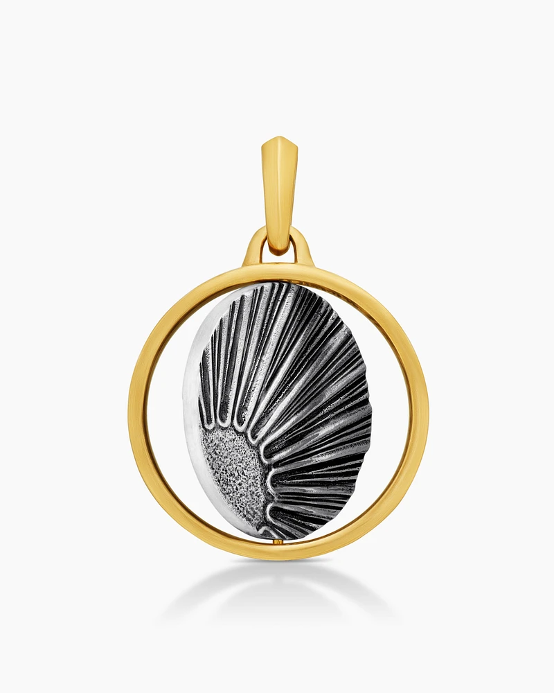 Storm Duality Amulet in Sterling Silver with 18K Yellow Gold, 30mm